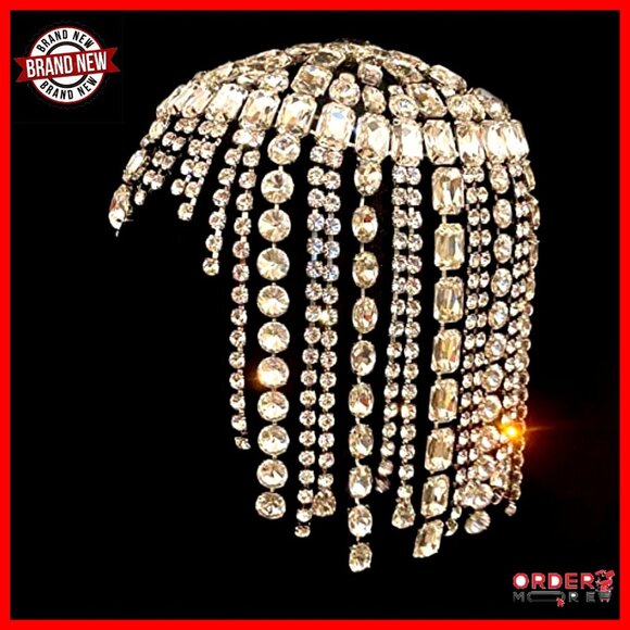 Vintage Rhinestone Flapper Headpiece Cap Gatsby Hair Accessory Handmade